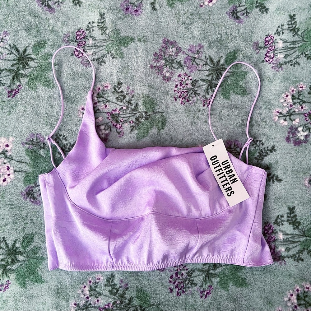 Urban Outfitters Lavender Cowl Neck Satin Bra Top